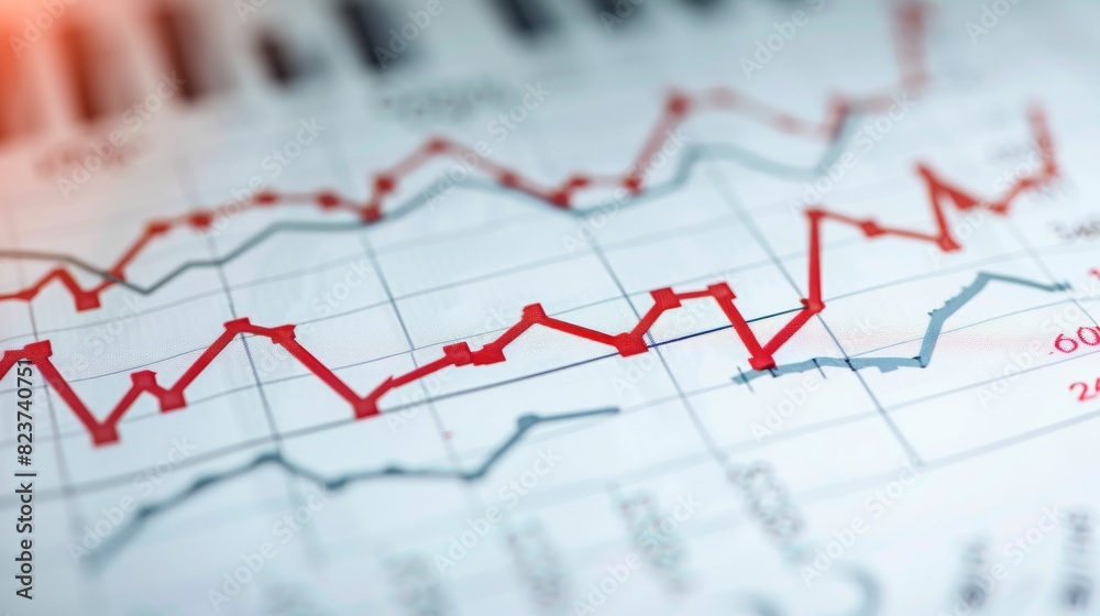 Graph showing a downward line and numerical data, isolated on white background, financial loss, stock photo, clean design Graph showing a downward line and numerical data, isolated on white background, financial loss, stock photo, clean design