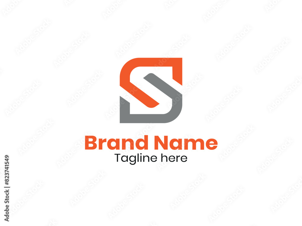 S letter logo alphabet icon design in orange-grey for company and business