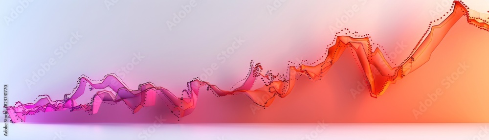 3D line graph showing a downward trend to the right, isolated, white ...