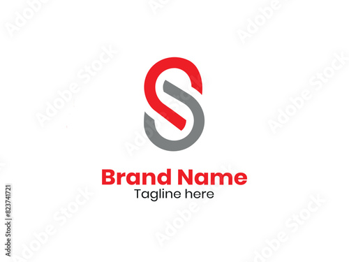 S letter logo alphabet icon design in red grey for company and business