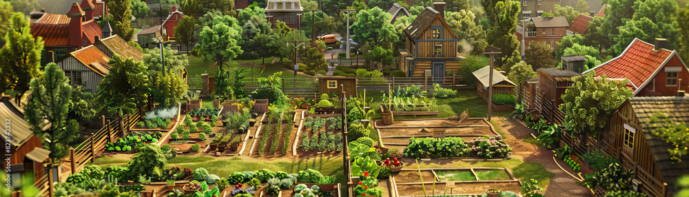 Community Gardens: Close-up of community gardens, urban farms, and green spaces, highlighting the city's community spirit and environmental stewardship Community Gardens: Close-up of community gardens, urban farms, and green spaces, highlighting the city's community spirit and environmental stewardship