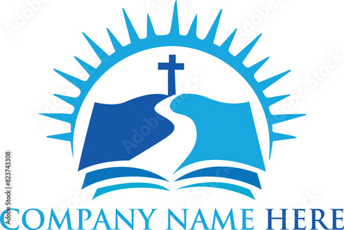 book  church pray sun logo design