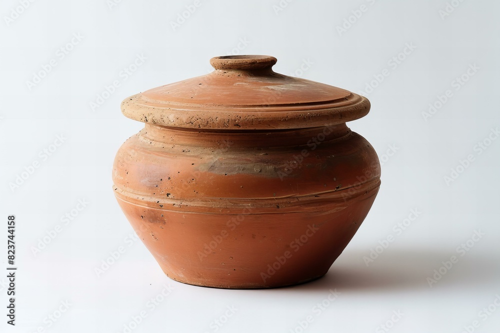 Illustration of clay pot with a lid isolated on a white background