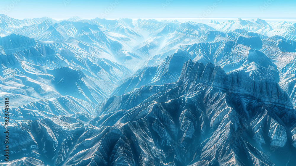 Obraz premium a panoramic view of fold mountains with layers of ridges and valleys extending to the horizon