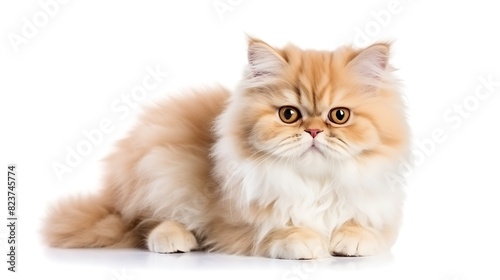 light brown and white persian cat isolate on a white background © Amazing Pics