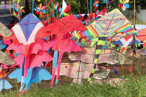 kites are flying at thailand countryside