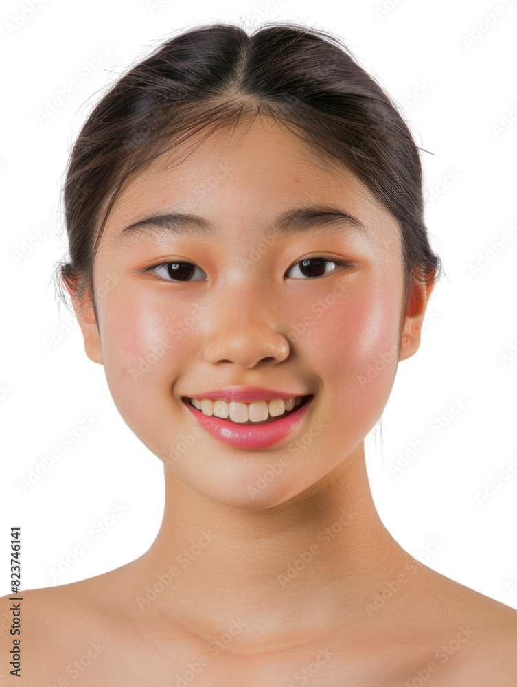 Obraz premium Young and beautiful asian hong kong chinese japanese korean girl transparent background