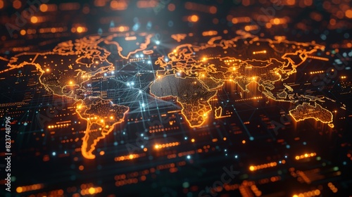 World map with glowing trade routes illustrating global connections