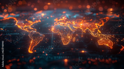 World map with glowing trade routes illustrating global connections