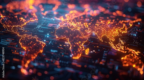 World map with glowing trade routes illustrating global connections