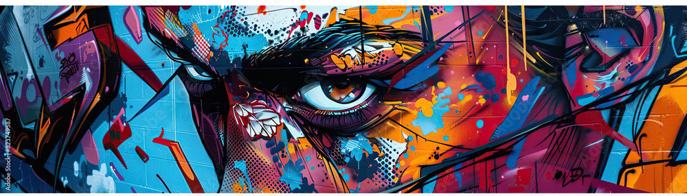 Fototapeta premium Urban Art Walk: Focus on street art tours, graffiti murals, and artistic expressions, showcasing the city's vibrant art scene and cultural diversity