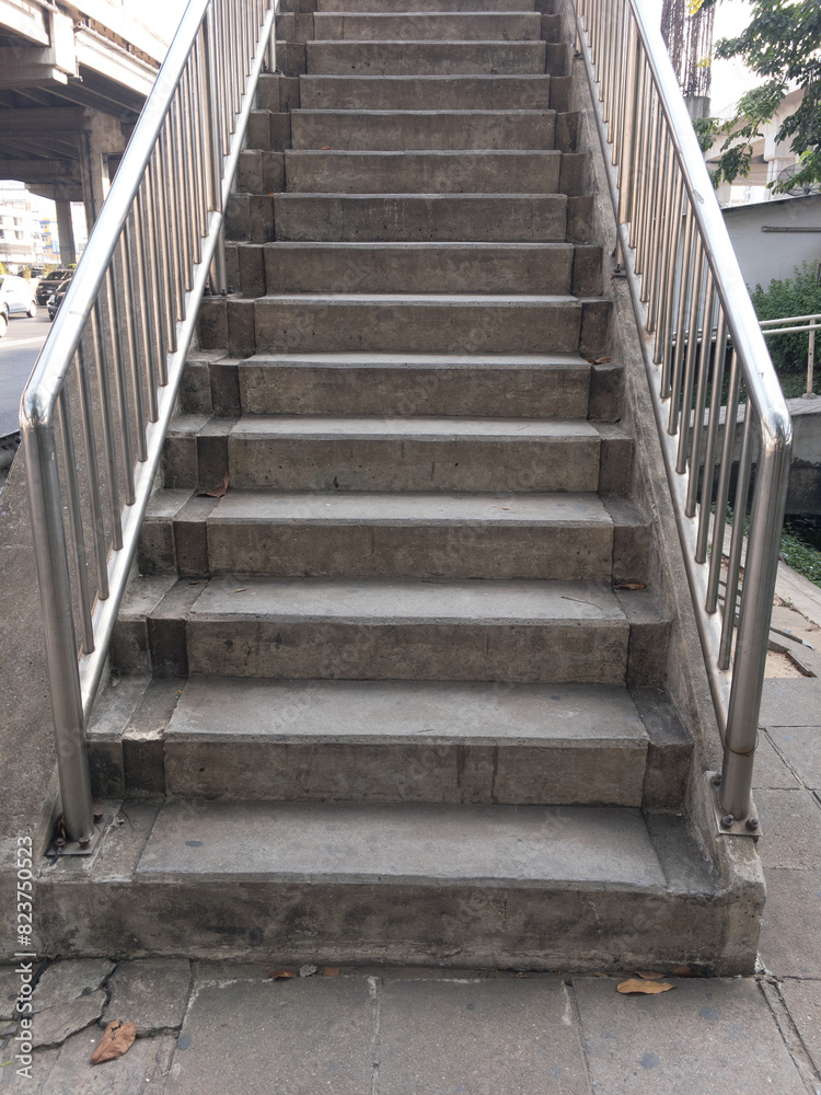 The concrete staircase of the overpass bridge. The concrete staircase of the overpass bridge.