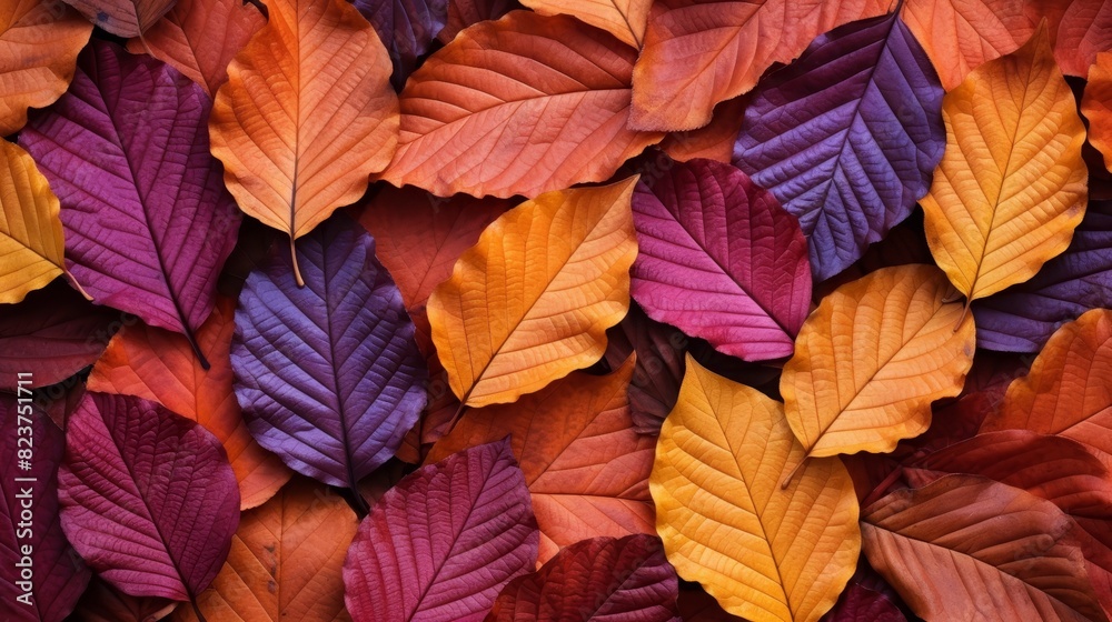 Obraz premium A bunch of vibrant autumn color mulberry leaves