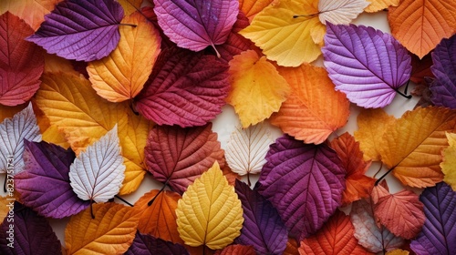 A bunch of vibrant autumn color mulberry leaves