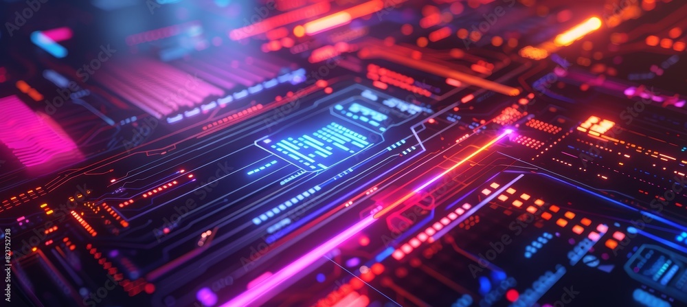 Futuristic Digital Contract on High-Tech Screen - Vibrant Colors for Technology-Themed Designs Futuristic Digital Contract on High-Tech Screen - Vibrant Colors for Technology-Themed Designs