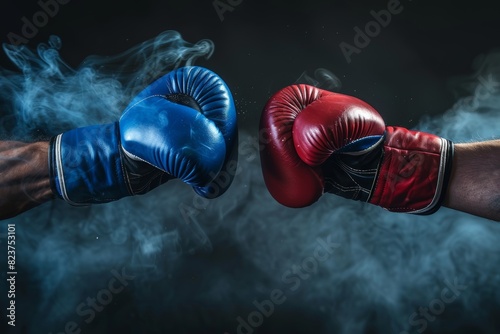 two boxing gloves are being held by a man
