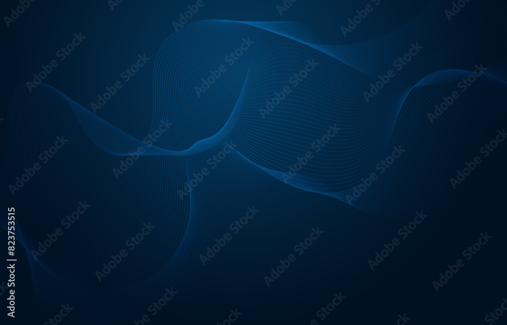 Abstract dark background with glowing wave lines