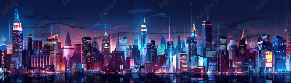 Fototapeta premium City Skylines: Close-up of city skylines, skyscrapers, and urban landmarks, highlighting the city's iconic architecture and skyline views