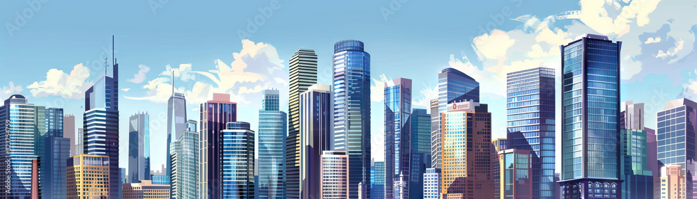 City Skylines: Close-up of city skylines, skyscrapers, and urban landmarks, highlighting the city's iconic architecture and skyline views City Skylines: Close-up of city skylines, skyscrapers, and urban landmarks, highlighting the city's iconic architecture and skyline views