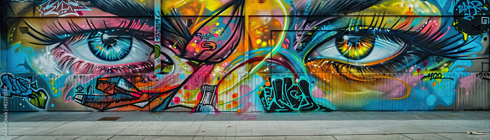 Obraz premium City Murals: Focus on city murals, street art, and graffiti, showcasing the city's vibrant art scene and creative expression