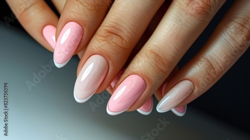 woman s hands with an elegant manicure in pastel colors generative ai