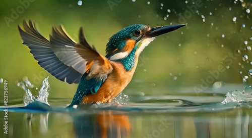 The female kingfisher failed to dive to catch the fish