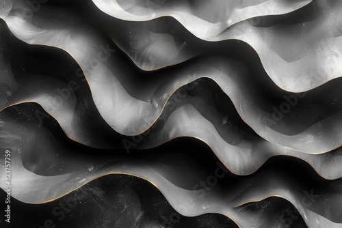 Abstract futuristic dark black background with waved design. Realistic 3d wallpaper with luxury flowing lines. Elegant backdrop for poster, website, brochure, banner, app