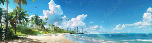 City Beach: Focus on urban beaches, waterfront parks, and recreational areas, showcasing the city's waterfront lifestyle and outdoor activities photo