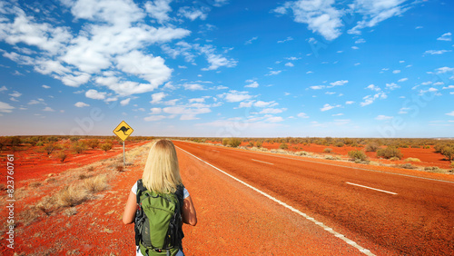 A blonde haired woman in the outback of Australia's Northern Territory.  © Nick Brundle