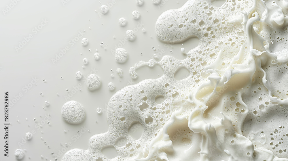 Close up of creamy soap foam texture on a white background, perfect for cleaning, hygiene, and skincare. The frothy bubbles create a luxurious lather, ideal for bath time and pampering Close up of creamy soap foam texture on a white background, perfect for cleaning, hygiene, and skincare. The frothy bubbles create a luxurious lather, ideal for bath time and pampering