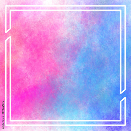 Abstract  paint background. enclosed in white square. Soft pink ,blue color.