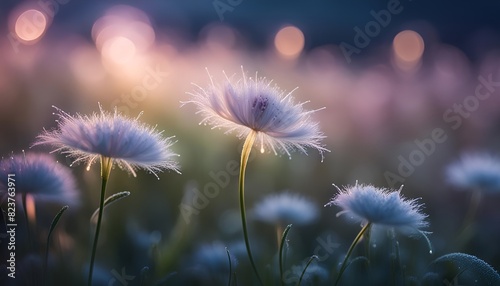 Filigrane lila Blumen, Bokeh-Effekte im Hintergrund photo