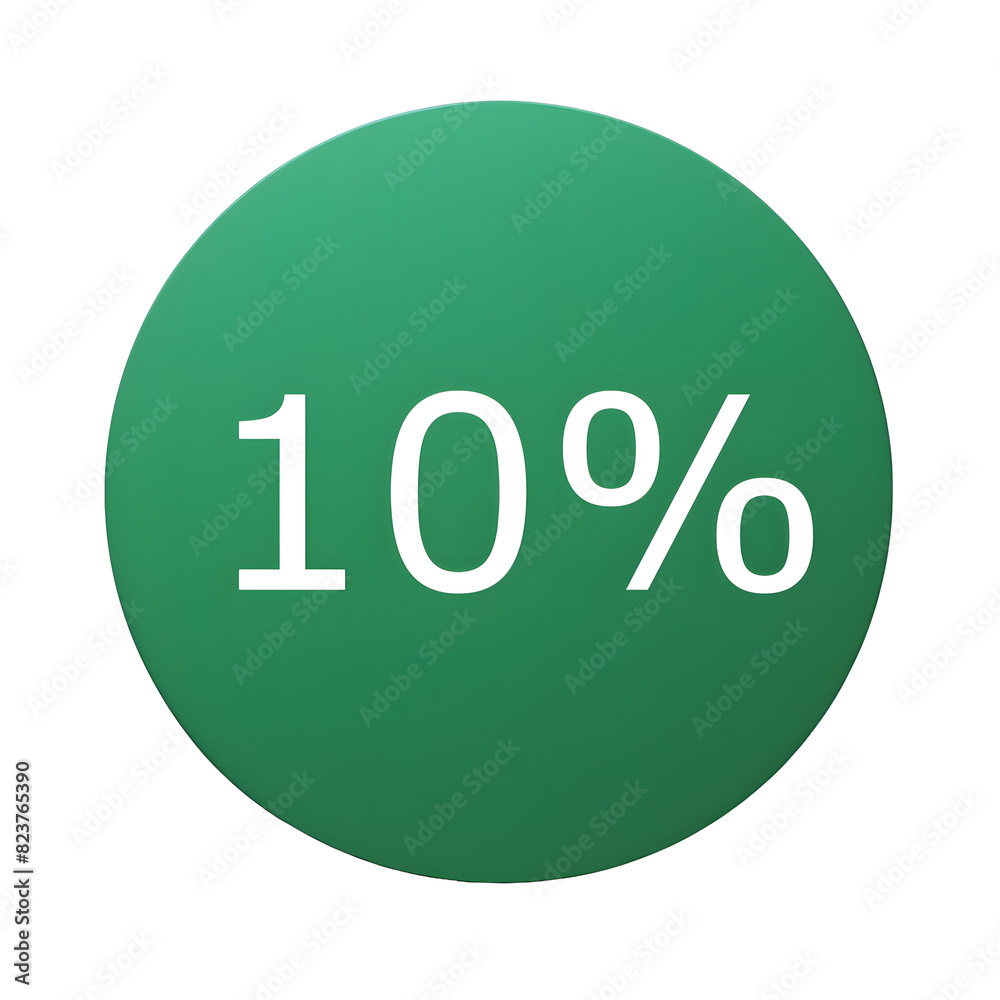 A round green sticker with white text announcing a 10% discount. Perfect for sales and promotions A round green sticker with white text announcing a 10% discount. Perfect for sales and promotions