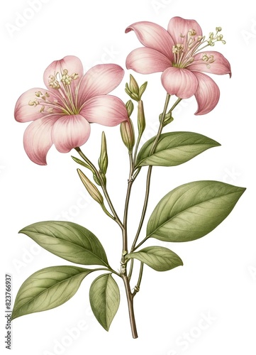 Magnolia flowers. Vintage botanical illustration.