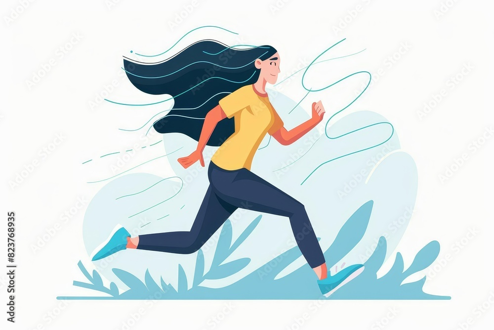 ambitious woman running with determination female empowerment and success flat vector concept