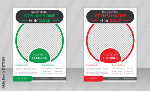 Real estate modern flyer design for business promotion and marketing their services and products through banner, property sale advertisement editable leaflet template, annual report, poster