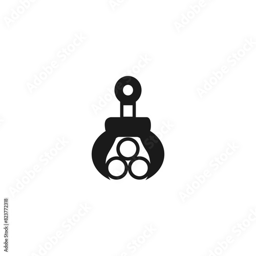 Forest industry. Industrial crane for lumber trunk wood production  isolated on white background
