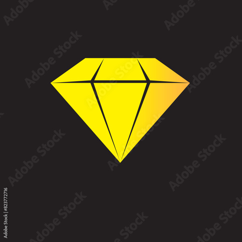 Golden diamond on black, precious gem
