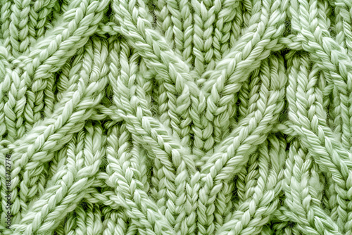 Light green knitted background. Knitting pattern