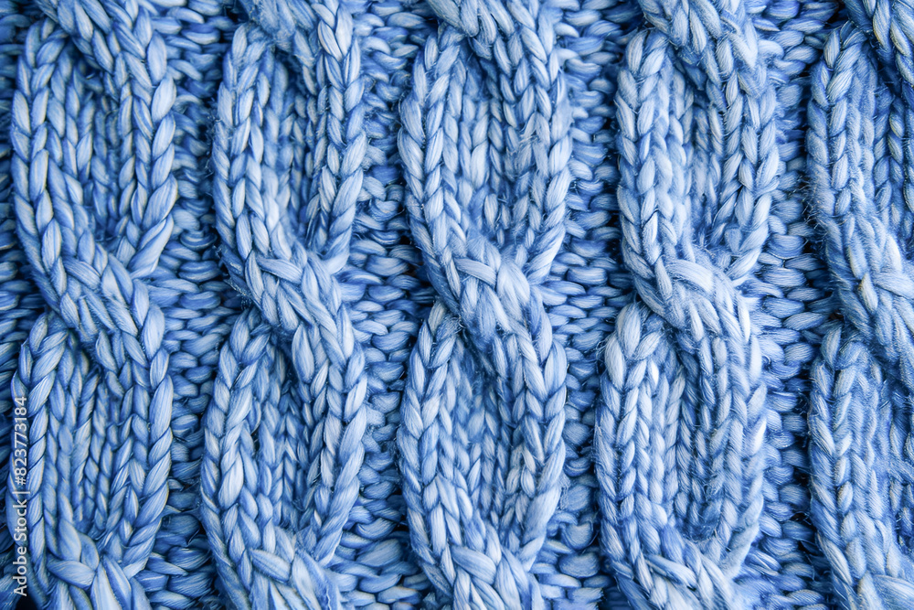 Light blue knitted background. Knitting pattern Light blue knitted background. Knitting pattern