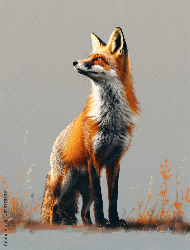 Symmetrical Minimalist Illustration of Red Fox on Light Blue Background
Symmetrical Minimalist Illustration of Red Fox on Light Blue Background
