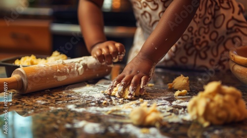 A Child's Hands Preparing Dough photo