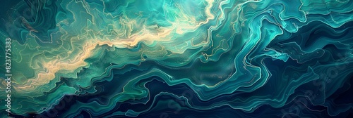 A modern art piece of an oceanic gradient, showcasing the blend of blue and green hues. © Natalia
