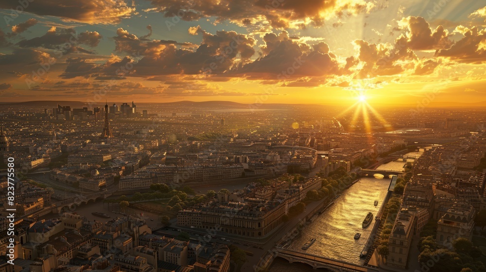 city at sunset, paris