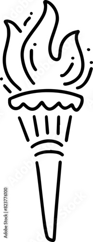 Torch Olympics sports outline doodle