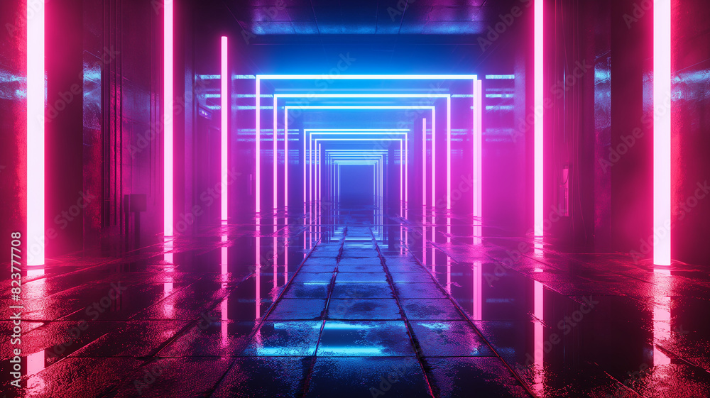 Empty futuristic illuminated corridor
Empty futuristic illuminated corridor
