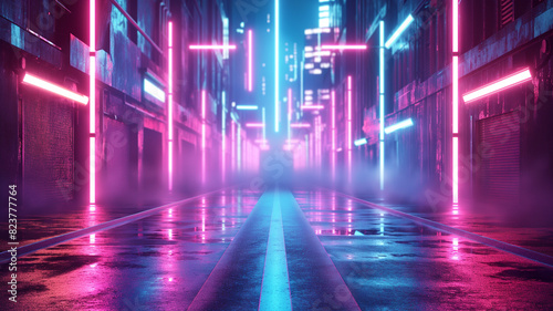 Illustration of Abstract Neon Wallpaper design for Background pattern with digital Waves