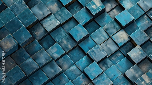 3D rendering of blue cubes background.
