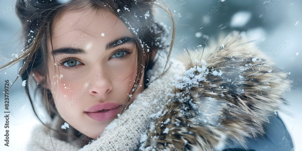 Supermodel Poses in Snow and Fur Coats for Winter Fashion Shoot. Concept Winter Fashion, Supermodel Poses, Snowy Background, Fur Coats, Glamorous Style Supermodel Poses in Snow and Fur Coats for Winter Fashion Shoot. Concept Winter Fashion, Supermodel Poses, Snowy Background, Fur Coats, Glamorous Style