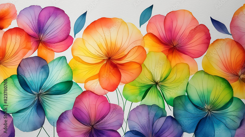 custom made wallpaper toronto digitalRainbow Watercolor Painting, flowers, background texture